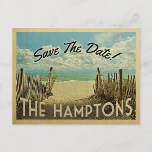 Hamptons sparar Vintagen Beach Nautical Meddelande Vykort