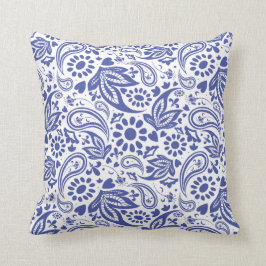 Hamptons Stil Blue and White Paisley Patterned Kudde