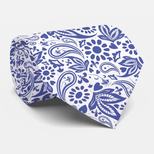 Hamptons Stil Blue White Paisley Patterned Slips (Rullad)