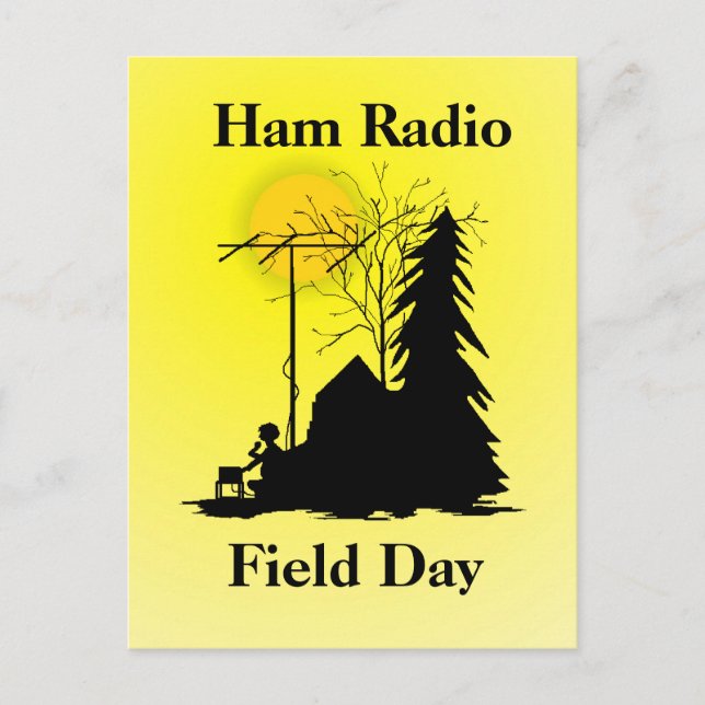 Hamradio Field Day Silhuett vykort (Framsida)