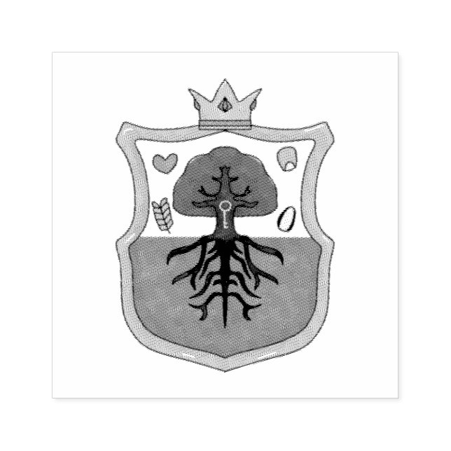 Ham's Land's family crest, shield pattern tree Stämpel (Tryck)