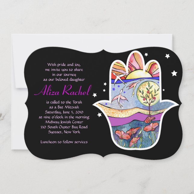 HAMSA BEAUTY Bat Mitzvah-inbjudan Inbjudningar (Framsida)