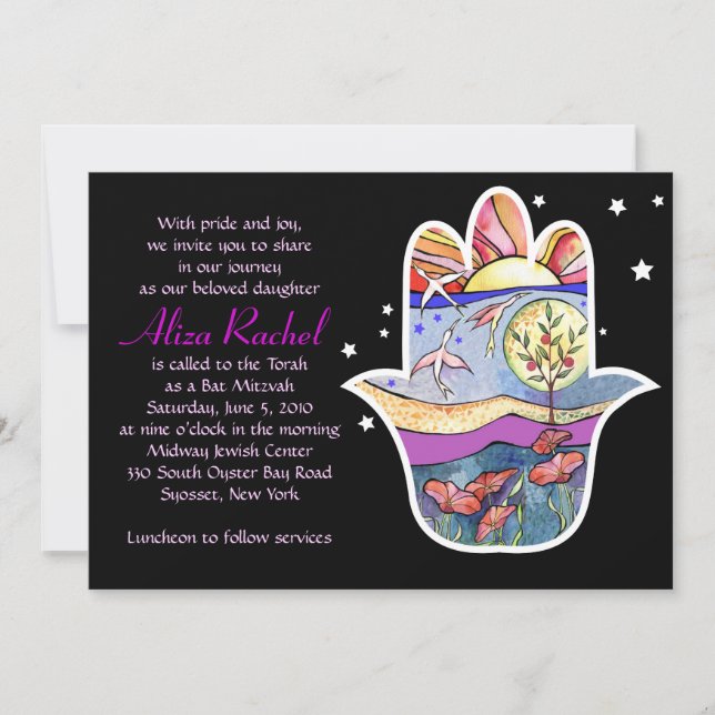 HAMSA BEAUTY Bat Mitzvah-inbjudan Inbjudningar (Framsida)