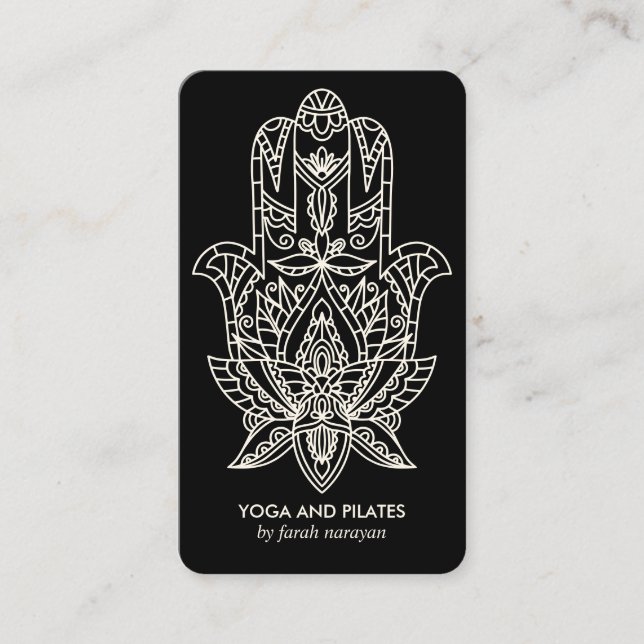 Hamsa | Black Hälsa spa masage yoga holistic Visitkort (Framsida)