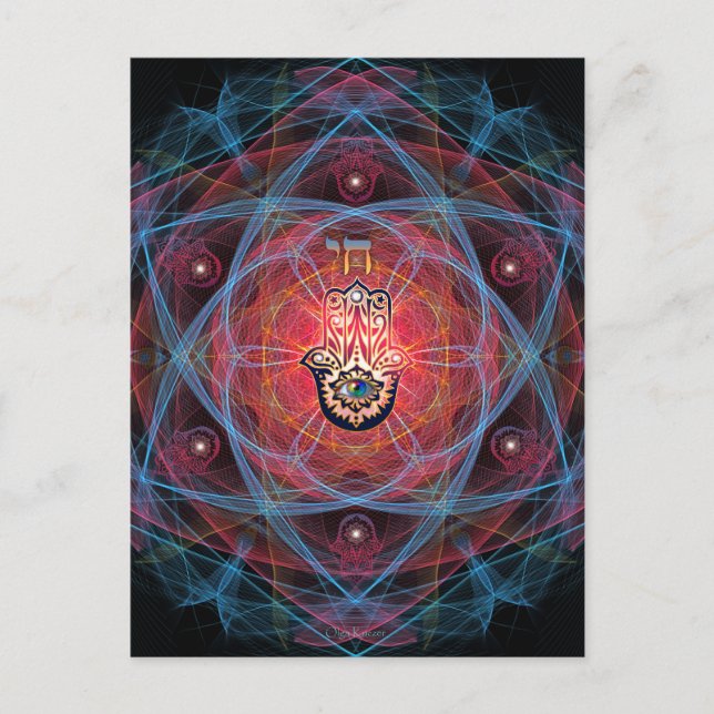Hamsa - CHAI - Helig Geometry Vykort (Framsida)