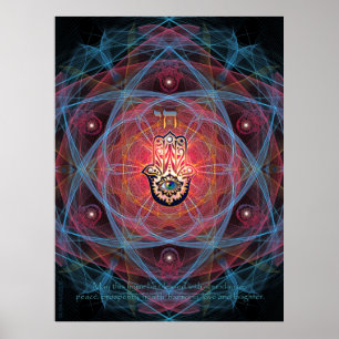 Hamsa-Chai med hem- välsignelse Poster