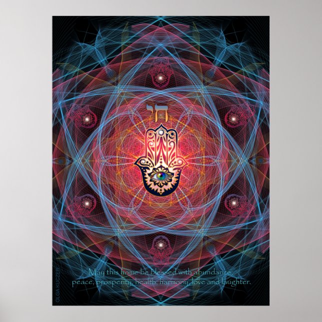 Hamsa-Chai med hemvälsignelse Poster (Framsidan)