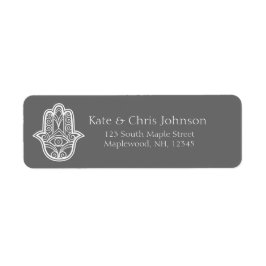 Hamsa-designen gör om adressetikett-grått returadress etikett