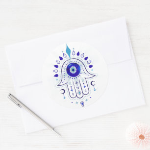 Hamsa Evil Öga Hand Runt Klistermärke