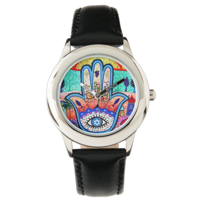 Hamsa Evil Öga Judaica Watch Armbandsur (Framsida)