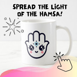 Hamsa Evil Öga Protection Cute Kaffemugg