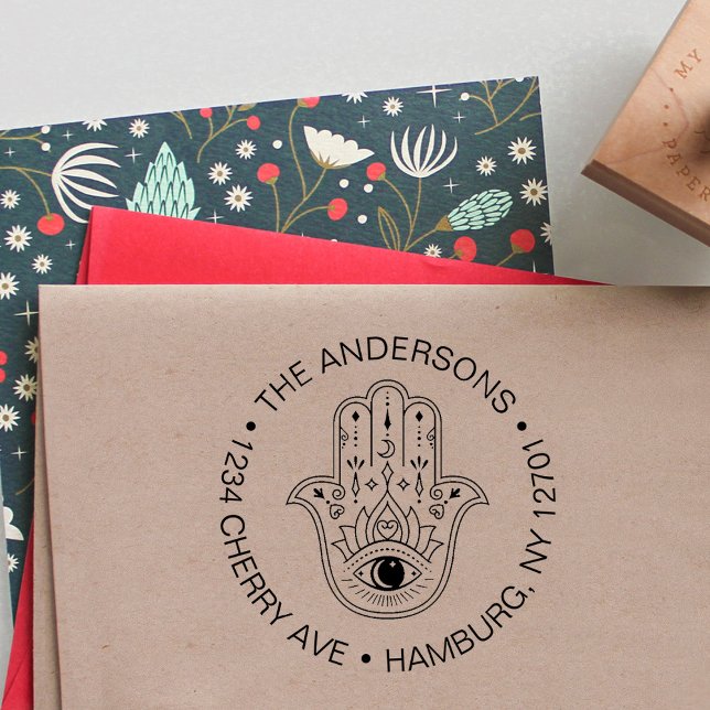 Hamsa Evil Öga Protection Family Bröllop Självfärgande Stämpel (Skapare uppladdad)