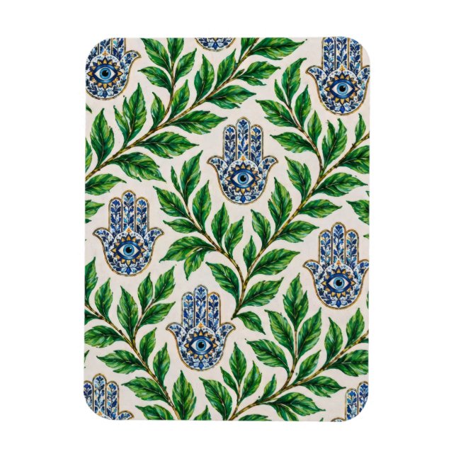 Hamsa Eye Botanisk Magnet (Vertikal)
