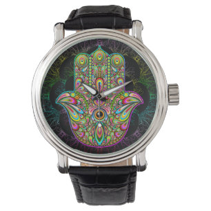 Hamsa Fatma Hand Psychedelic Art Armbandsur