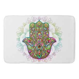 Hamsa Fatma Hand Psychedelic Art Badrumsmatta
