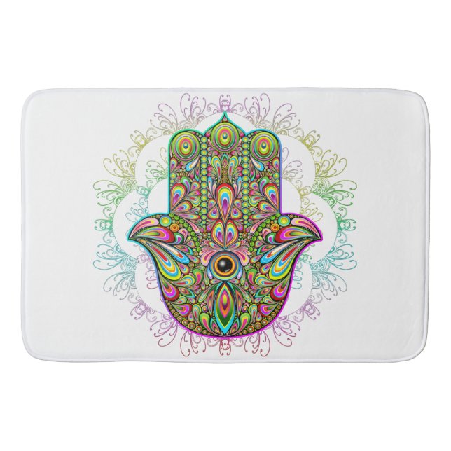 Hamsa Fatma Hand Psychedelic Art Badrumsmatta (Framsidan)