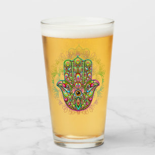 Hamsa Fatma Hand Psychedelic Art Glaskopp