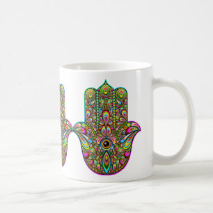 Hamsa Fatma Hand Psychedelic Art Kaffemugg