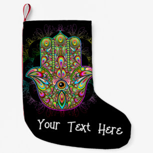 Hamsa Fatma Hand Psychedelic Art Liten Julstrumpa