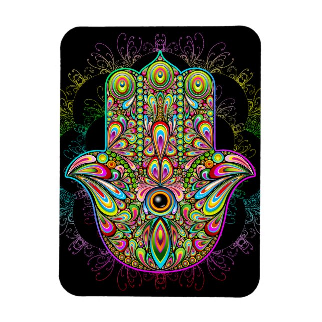 Hamsa Fatma Hand Psychedelic Art Magnet (Vertikal)
