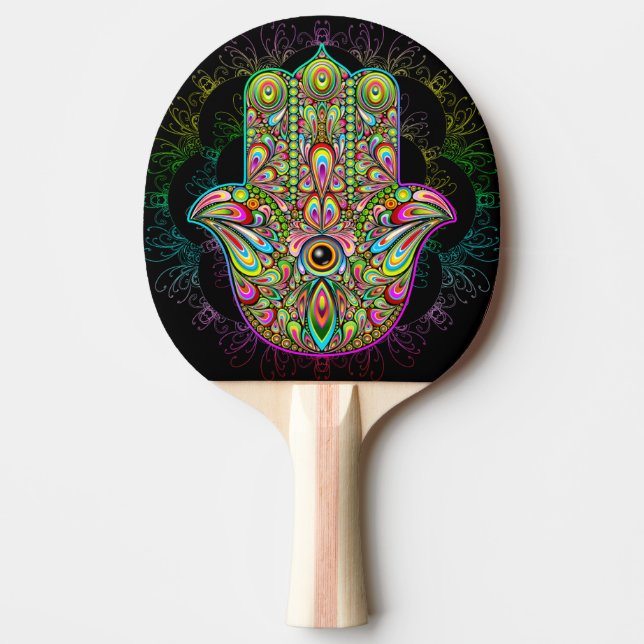 Hamsa Fatma Hand Psychedelic Art Pingisracket (Framsidan)