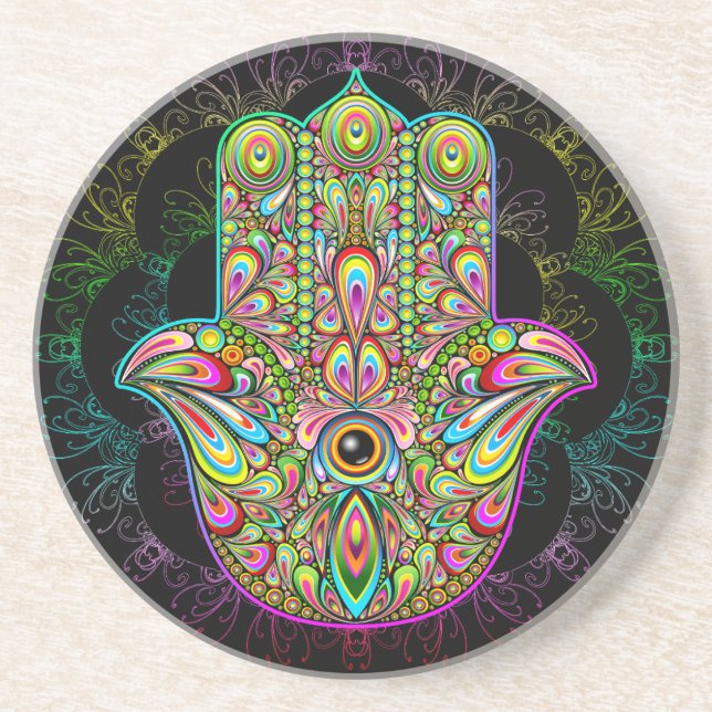 Hamsa Fatma Hand Psychedelic Art Underlägg (Framsidan)