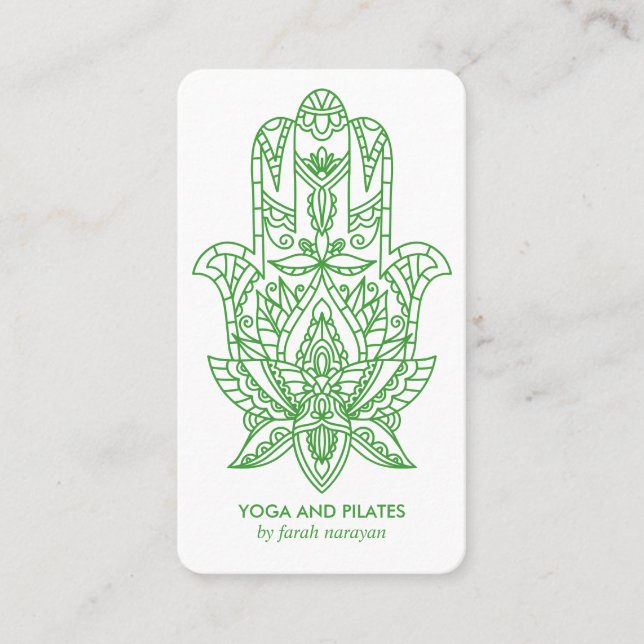 Hamsa | Grönt Hälsa spa massage yoga holistic Visitkort (Framsida)