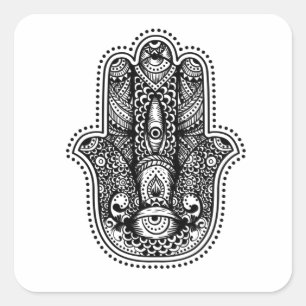Hamsa gudens hand fyrkantigt klistermärke