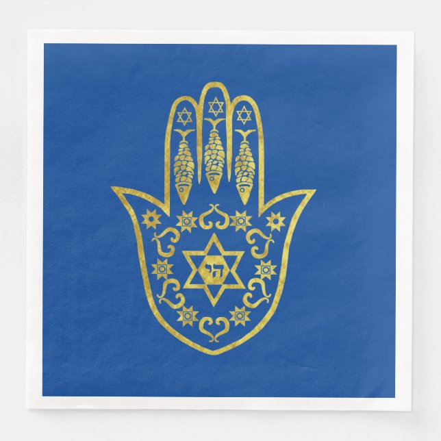 Hamsa Guld Outline Napkins Pappersservett (Framsida)