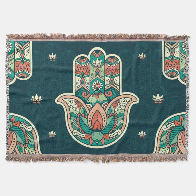 Hamsa Hamsah marockansk judisk hand Filt (Framsidan)