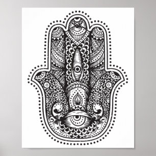 Hamsa Hand Av Fatima Oriental Islamsk Symbol Yoga Poster