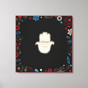 HAMSA HAND Bat mitzvah Sign-In Memory Board Canvastryck