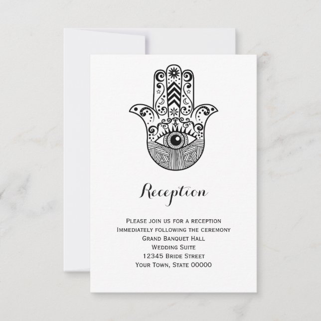 Hamsa hand Bröllopsmottagning Info Kort (Framsida)