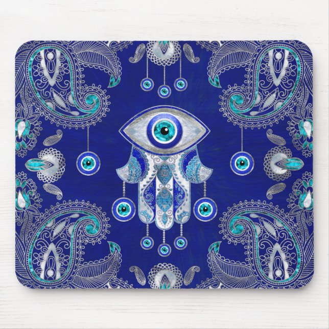 Hamsa Hand-Evil Öga Amulet Ornament Musmatta (Framsidan)