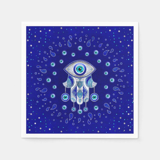 Hamsa Hand-Evil Öga Amulet Pappersservett (Framsidan)
