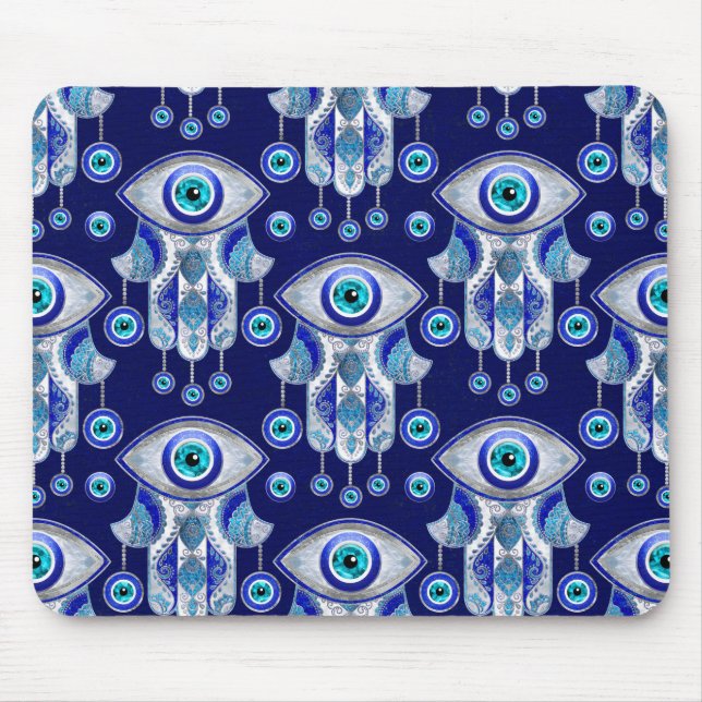 Hamsa Hand-Evil Öga Mönster Musmatta (Framsidan)