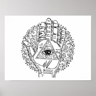 Hamsa Hand Evil Öga Vuxen Coloring Poster