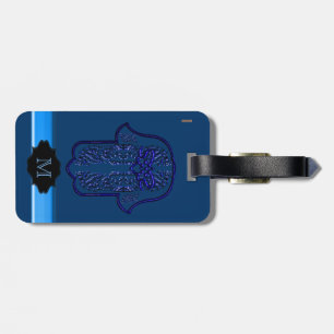 Hamsa Hand feat: Heart (Blue) Bagagebricka