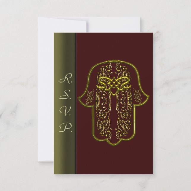 Hamsa Hand feat: Heart (Bröllop) (Golden) OSA Kort (Framsida)