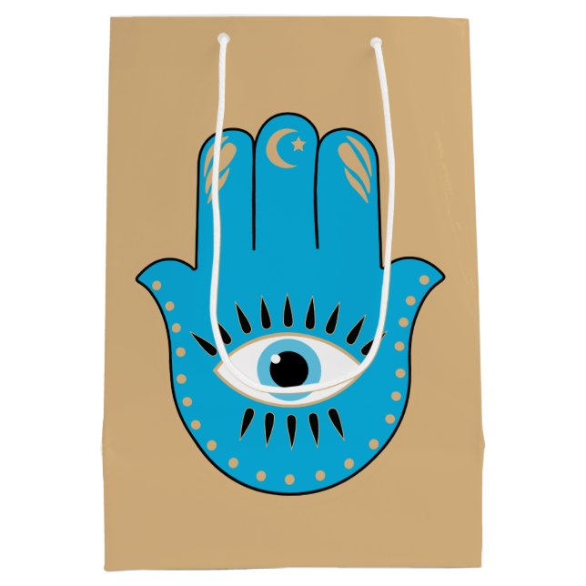 Hamsa Hand grekiska Evil Öga Blue (Baksidan)