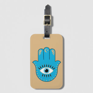 Hamsa Hand grekiska Evil Öga Blue Bagagebricka