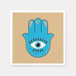 Hamsa Hand grekiska Evil Öga Blue Pappersservett