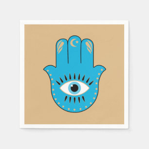 Hamsa Hand grekiska Evil Öga Blue Pappersservett