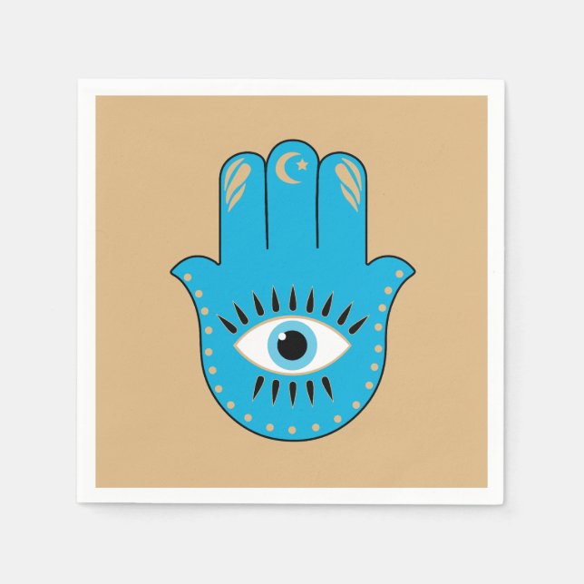Hamsa Hand grekiska Evil Öga Blue Pappersservett (Framsidan)