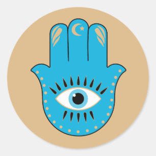 Hamsa Hand grekiska Evil Öga Blue Runt Klistermärke