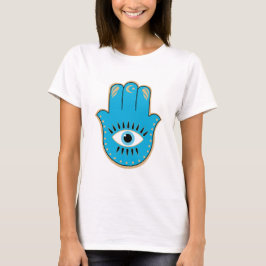 Hamsa Hand grekiska Evil Öga Blue T Shirt