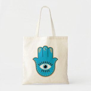 Hamsa Hand grekiska Evil Öga Blue Tygkasse