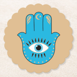 Hamsa Hand grekiska Evil Öga Blue Underlägg Papper