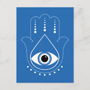 Hamsa Hand grekiska Evil Öga Blue Vykort