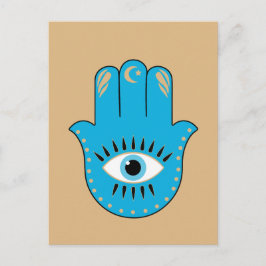 Hamsa Hand grekiska Evil Öga Blue Vykort